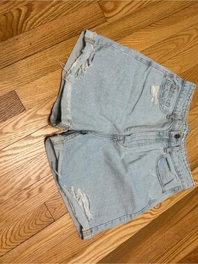 Zara Light Blue Distressed Denim Jean Shorts
